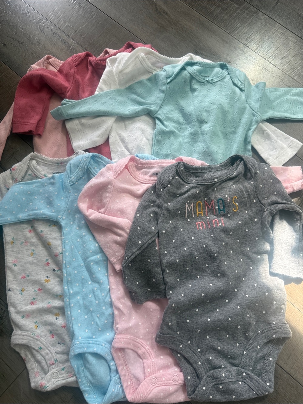 Carter's Long-Sleeve Baby Bodysuits - Pink, Blue, Gray, White, Teal